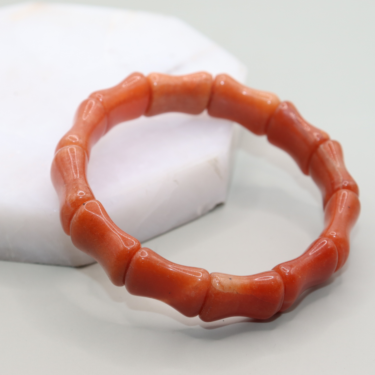 Red Carnelian Free Size Rectangle Beads Bracelet