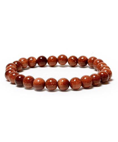 Red Goldstone Sandstone 8mm Beads Crystal Bracelet