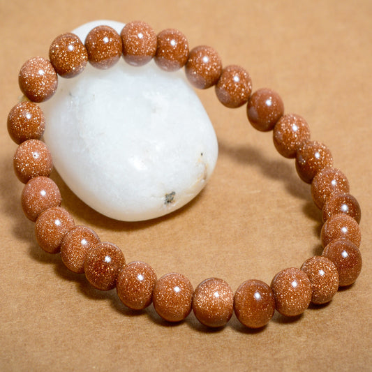 Red Goldstone Sandstone 8mm Beads Crystal Bracelet