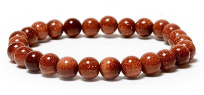 Red Goldstone Sandstone 8mm Beads Crystal Bracelet