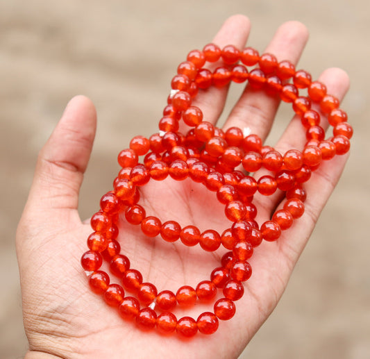 Red Carnelian 08mm Beads Healing Gemstone Bracelet