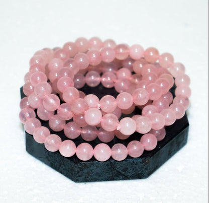 Pink Rose Quartz 08mm Beads Bracelet