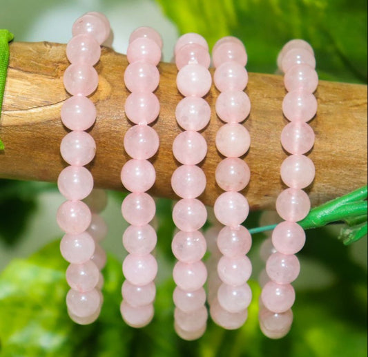 Pink Rose Quartz 08mm Beads Bracelet