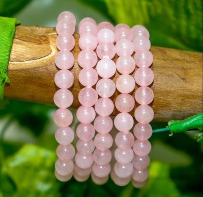 Pink Rose Quartz 08mm Beads Bracelet