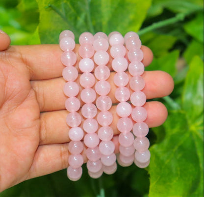 Pink Rose Quartz 08mm Beads Bracelet