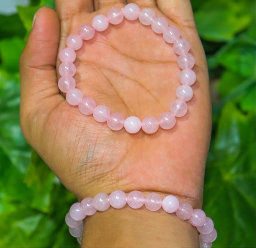 Pink Rose Quartz 08mm Beads Bracelet