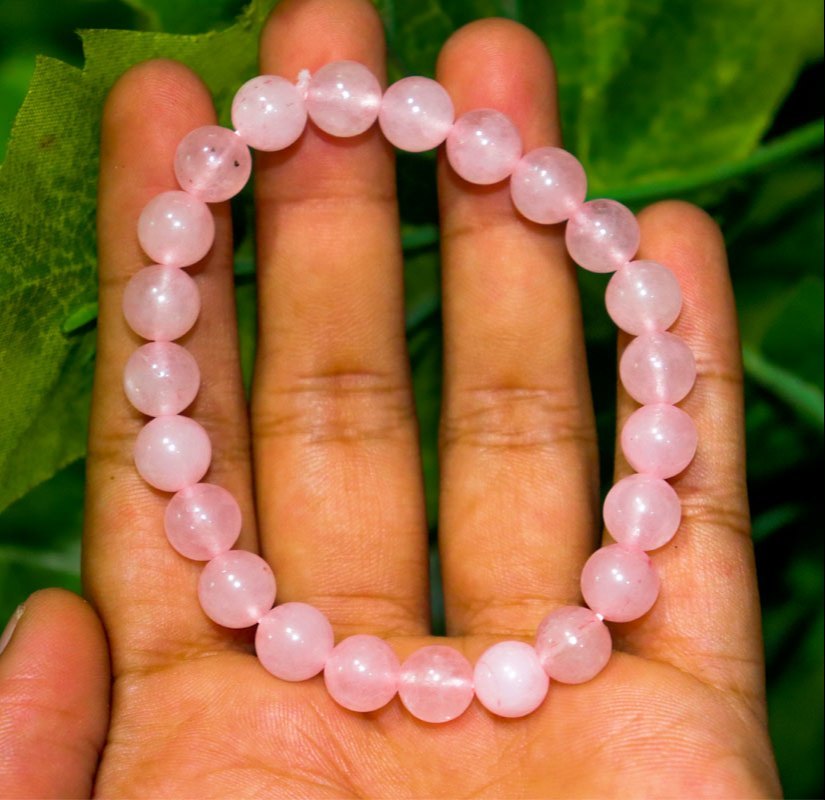 Pink Rose Quartz 08mm Beads Bracelet