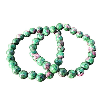 Ruby Fuchsite Diamond Cut Beads Bracelet