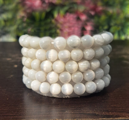 Selenite 08mm beads Bracelet