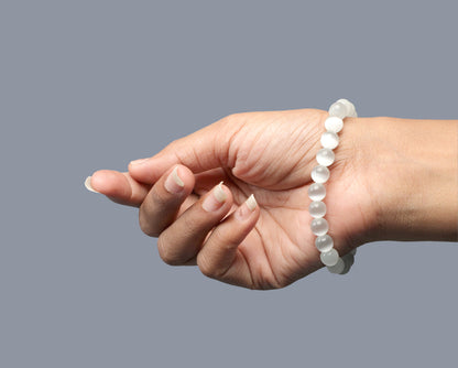 Selenite 08mm beads Bracelet