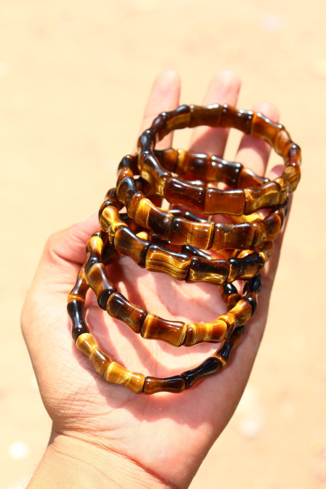 Tiger Eye Free Size Rectangle Beads Bracelet