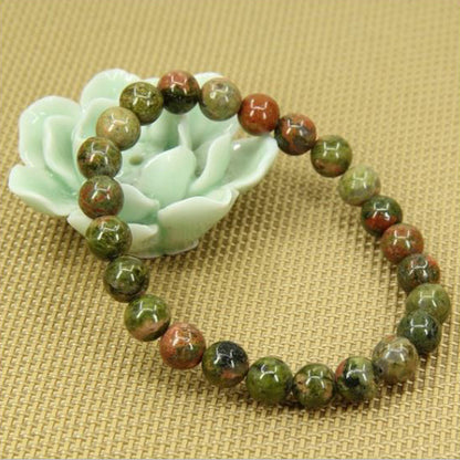 Unakite 8mm beads Gemstone Bracelet