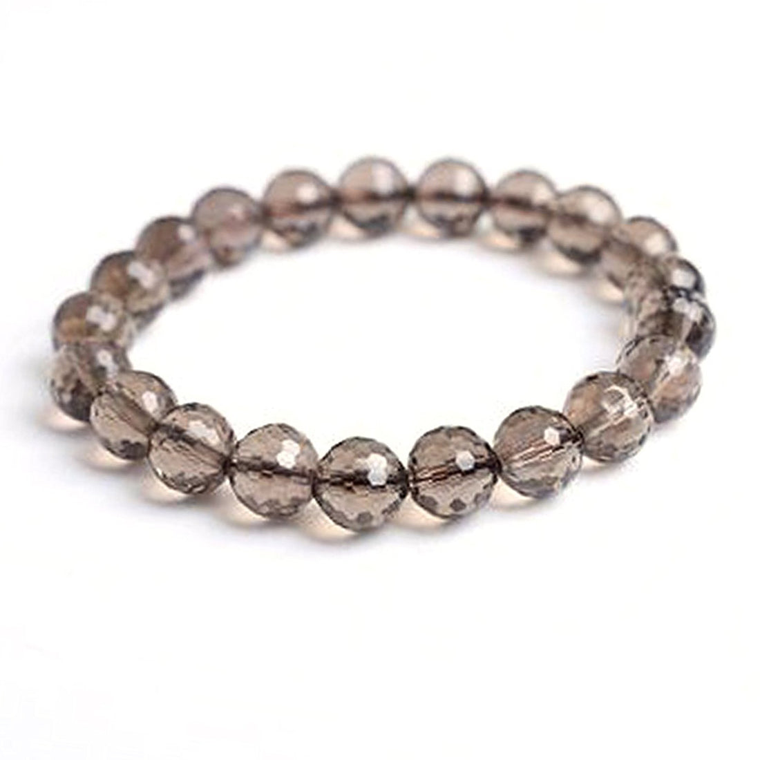 Smokey Quartz Diamond Cut 8mm Beads Bracelet