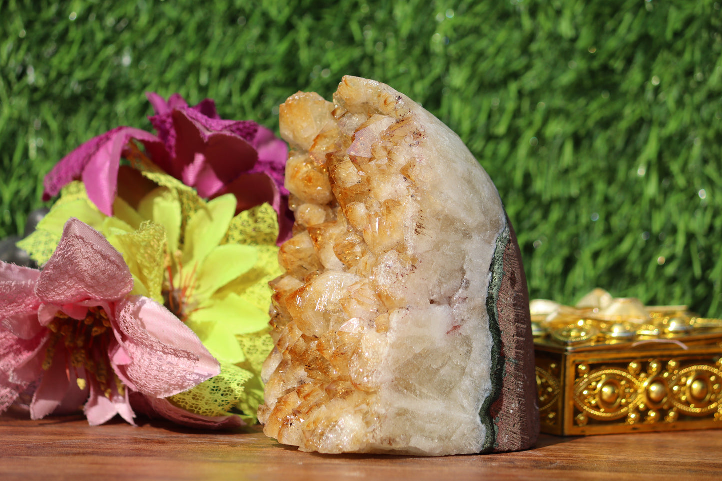 Citrine Geode cathedral crystal cluster - 4.5X2.6X3.3 Inch(2.20Lb)