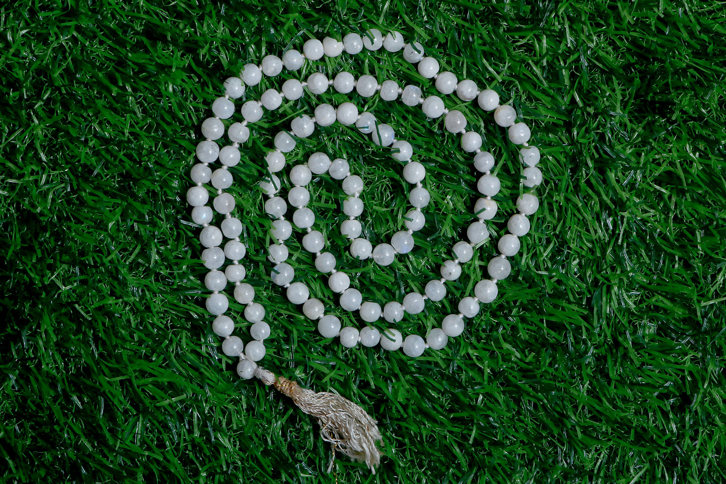 White Aventurine Knotted 108 Healing Gemstone Mala Prayer Beads(8mm) Necklace