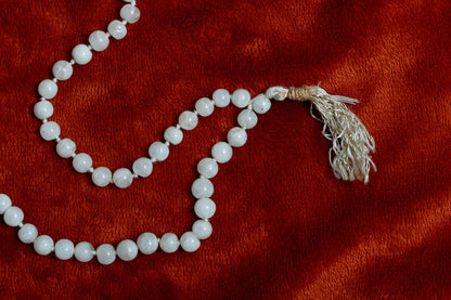 White Aventurine Knotted 108 Healing Gemstone Mala Prayer Beads(8mm) Necklace