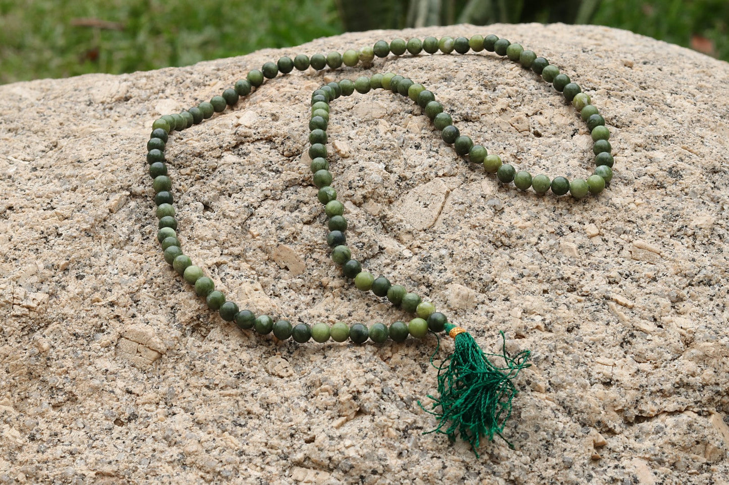 Nephrite Jade Prayer Beads | 108+1 beads | 08mm size | Spiritual Mala