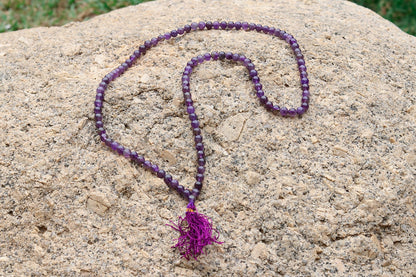 Deep Purple Amethyst Yoga Prayer Mala | 108+1 Beads | 8mm Beads | Spiritual Mala