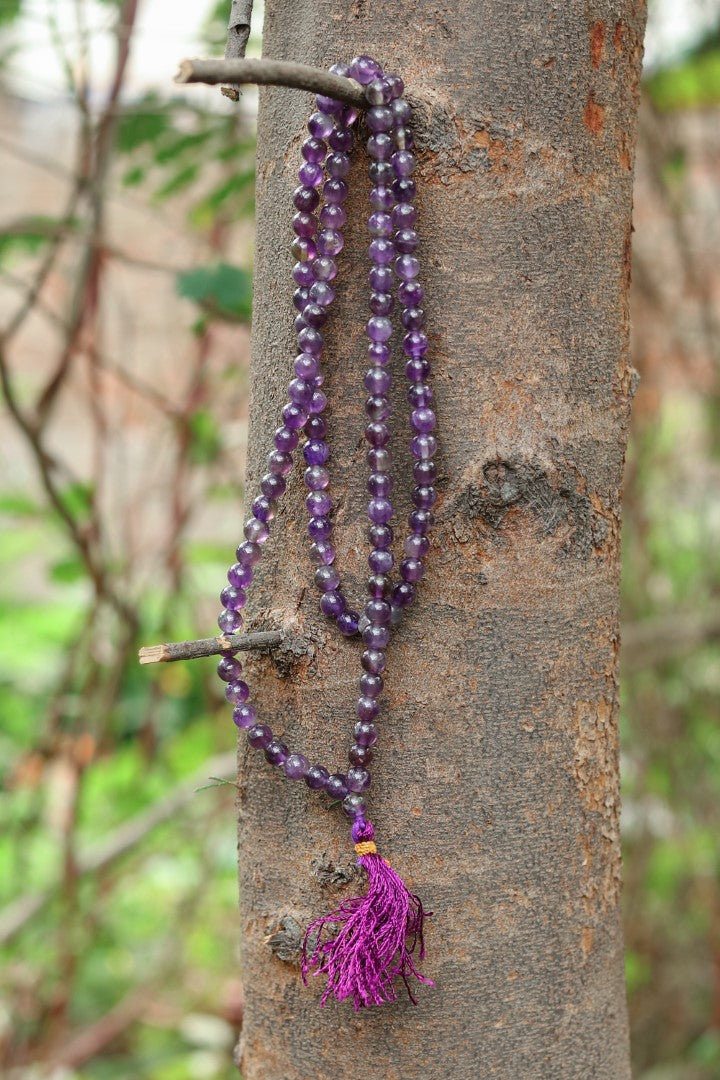 Deep Purple Amethyst Yoga Prayer Mala | 108+1 Beads | 8mm Beads | Spiritual Mala