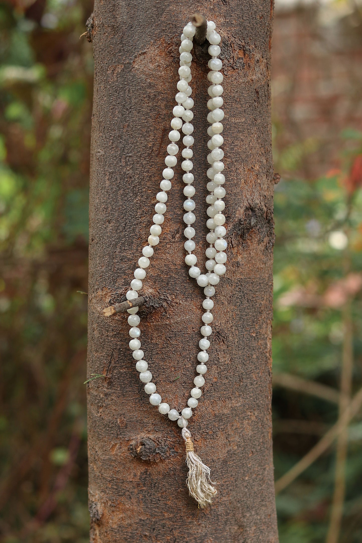 White Aventurine Knotted 108 Healing Gemstone Mala Prayer Beads(8mm) Necklace