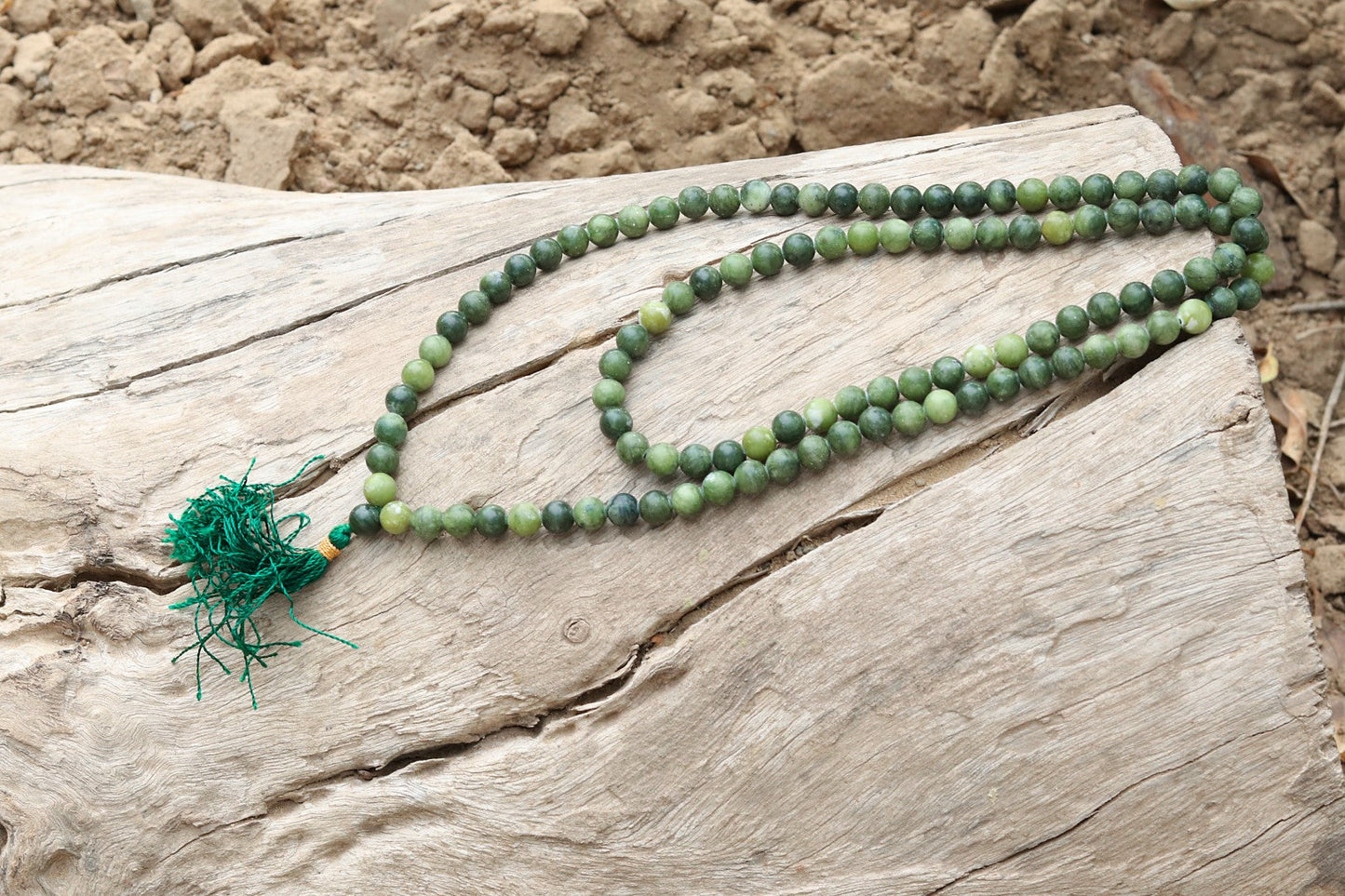 Nephrite Jade Prayer Beads | 108+1 beads | 08mm size | Spiritual Mala