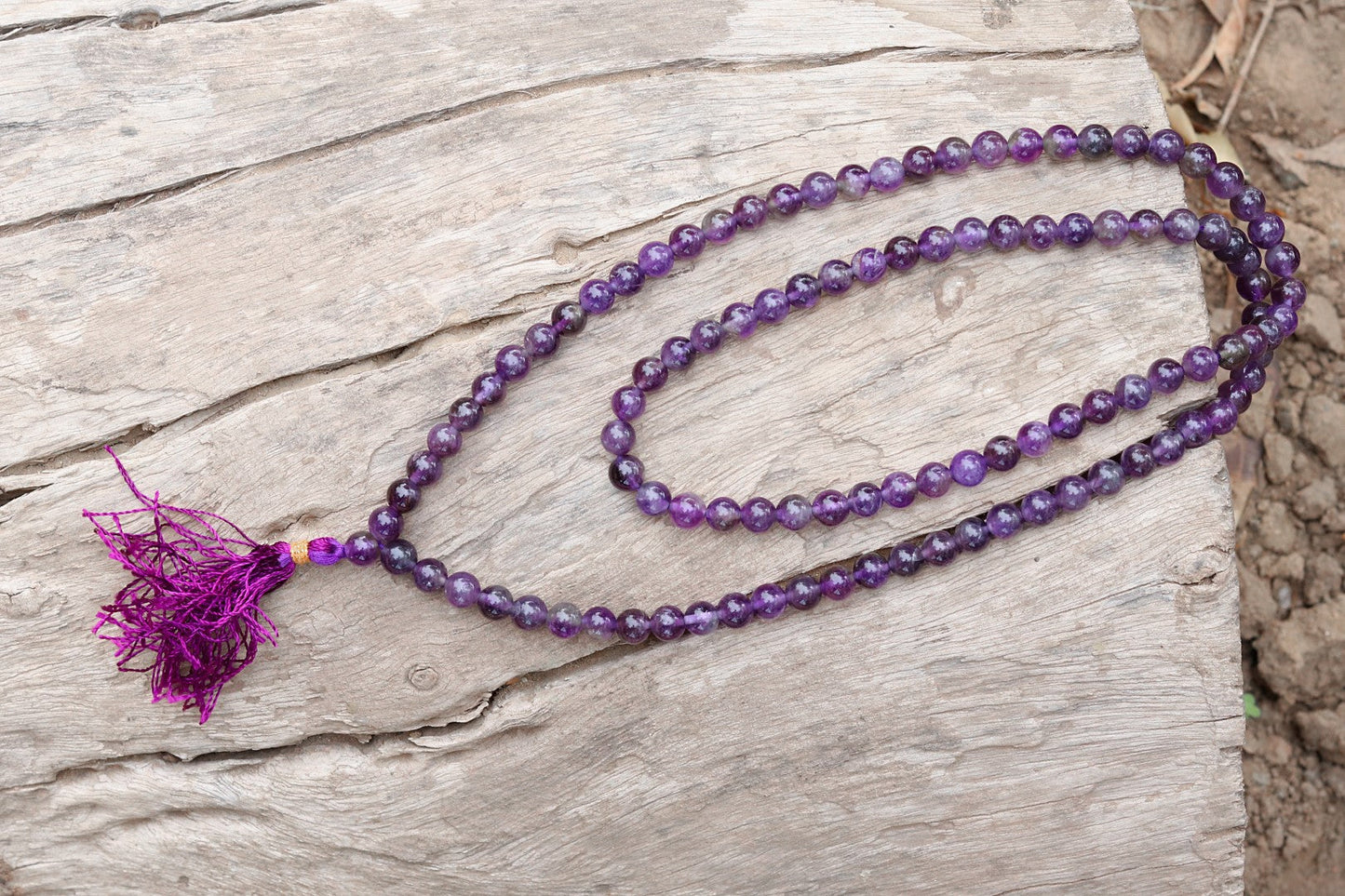 Deep Purple Amethyst Yoga Prayer Mala | 108+1 Beads | 8mm Beads | Spiritual Mala