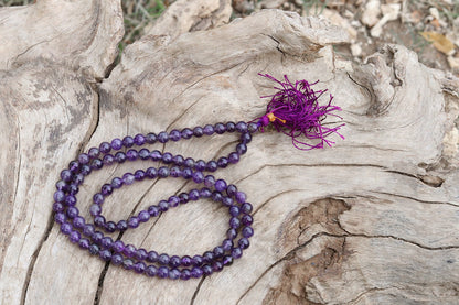 Deep Purple Amethyst Yoga Prayer Mala | 108+1 Beads | 8mm Beads | Spiritual Mala