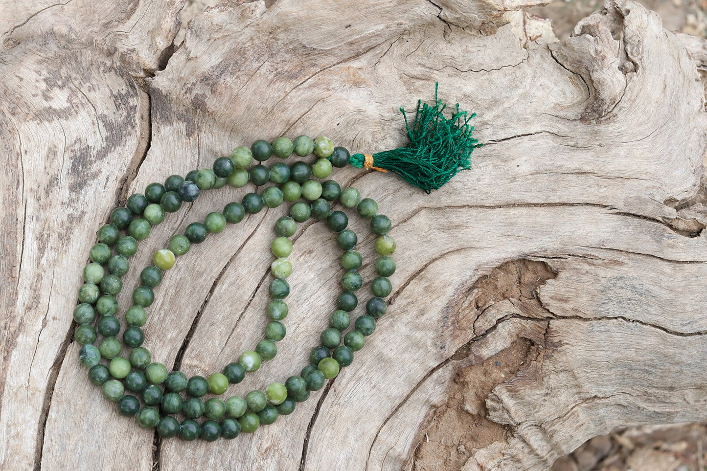 Nephrite Jade Prayer Beads | 108+1 beads | 08mm size | Spiritual Mala