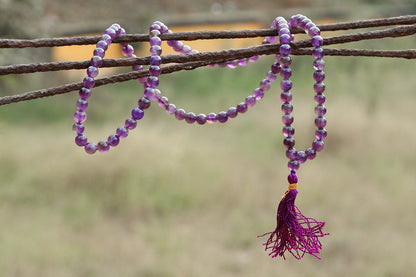 Deep Purple Amethyst Yoga Prayer Mala | 108+1 Beads | 8mm Beads | Spiritual Mala