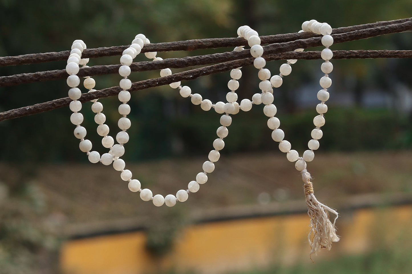 White Aventurine Knotted 108 Healing Gemstone Mala Prayer Beads(8mm) Necklace