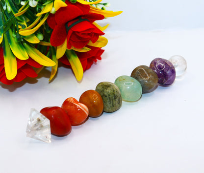 Chakra Tumbled Healing Wand 5" Stick Balancing Energy Reiki Powerful Aura Meditation Massage Pagan Wicca Spiritual Tantra Metaphysical Psychic Aura Powerful Success