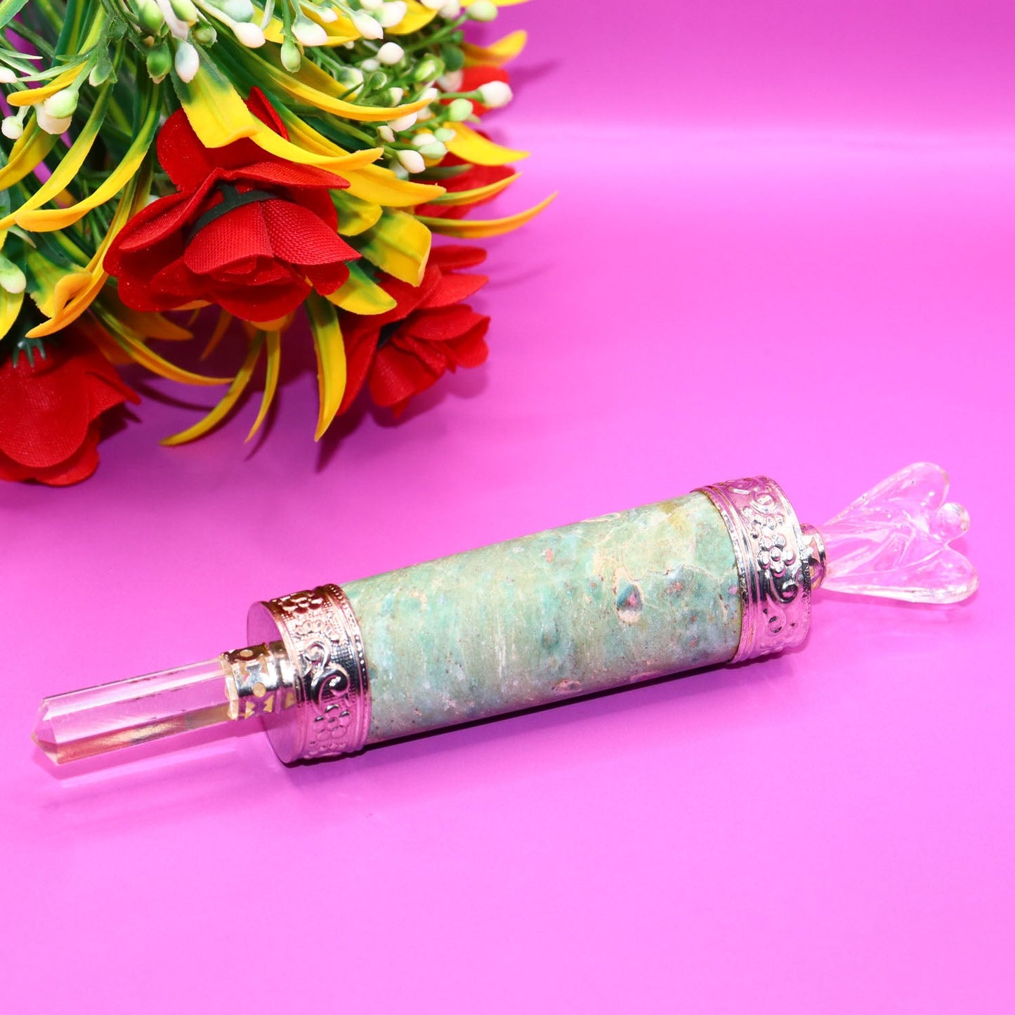 Massage Ruby Fuchsite with Crystal Angel Pencil Wand