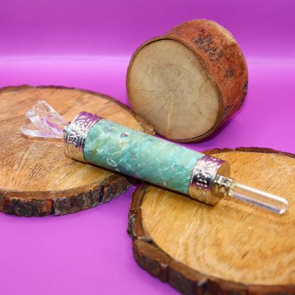 Massage Ruby Fuchsite with Crystal Angel Pencil Wand