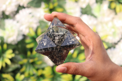 Orgonite Black Tourmaline Stone | 70-75mm | Healing Metaphysical Spirit Healing Power Merkaba Star