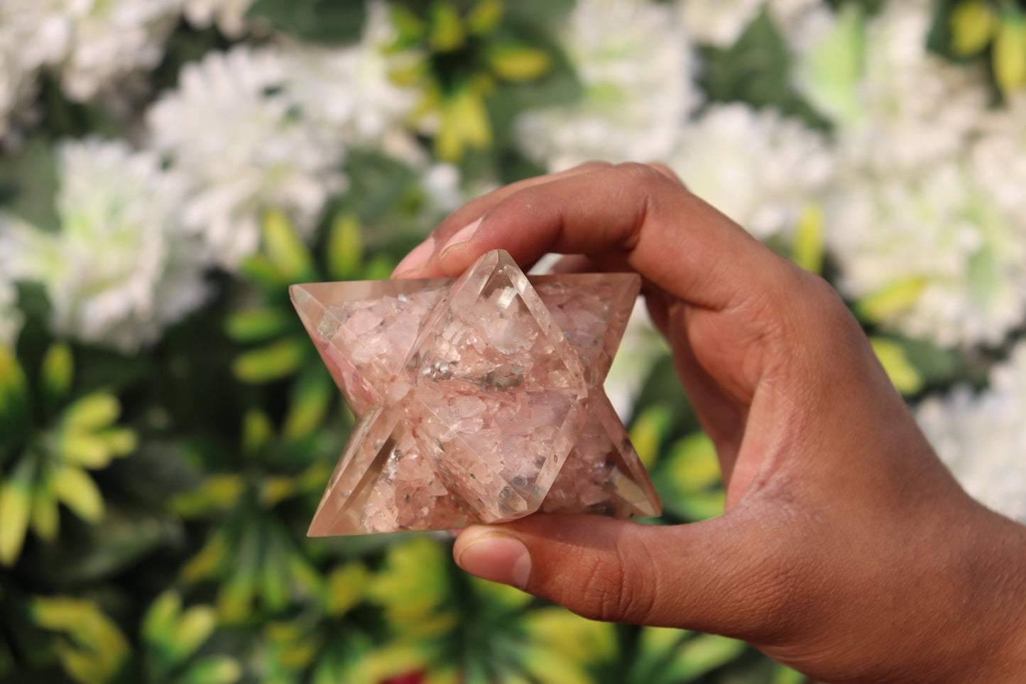 Orgonite Pink Rose Quartz Stone | 70-75mm | Healing Metaphysical Spirit Healing Power Merkaba Star