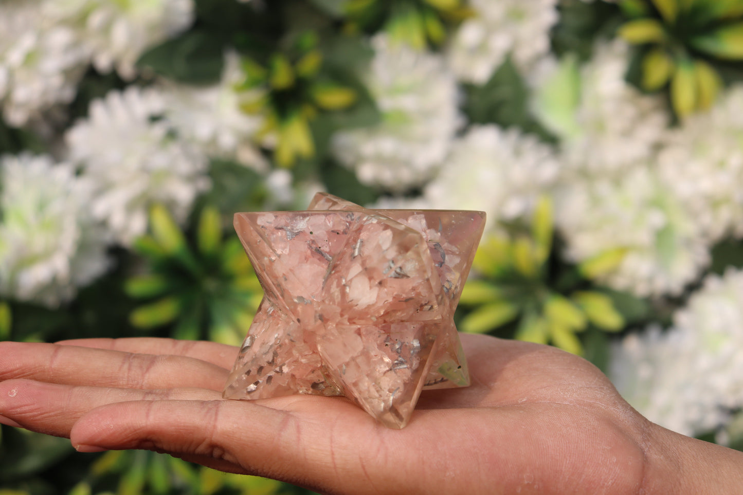 Orgonite Pink Rose Quartz Stone | 70-75mm | Healing Metaphysical Spirit Healing Power Merkaba Star