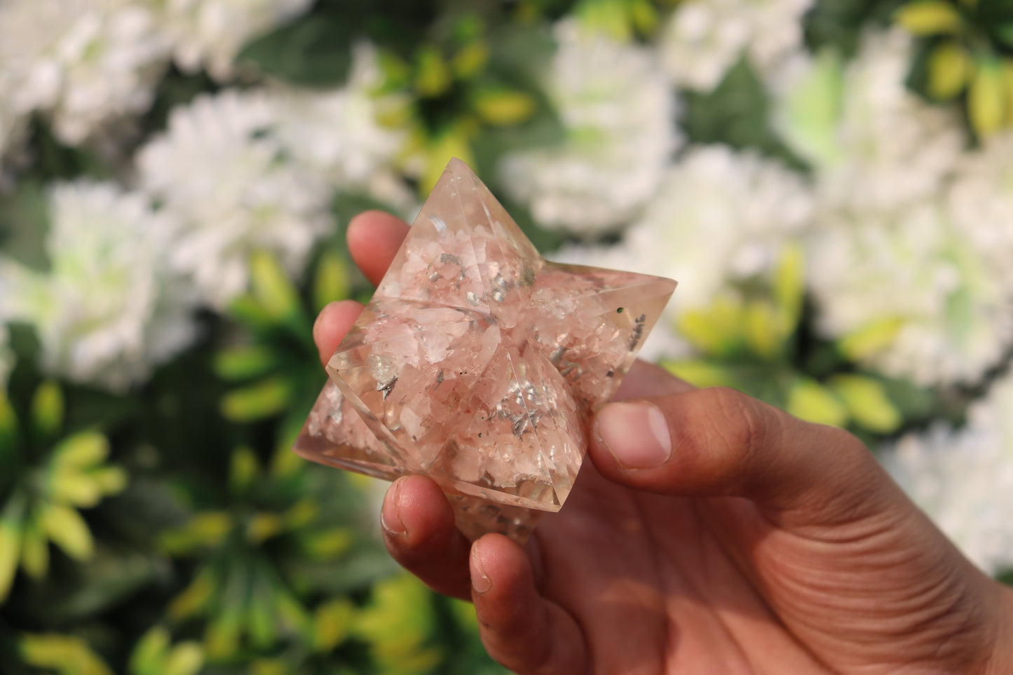 Orgonite Pink Rose Quartz Stone | 70-75mm | Healing Metaphysical Spirit Healing Power Merkaba Star