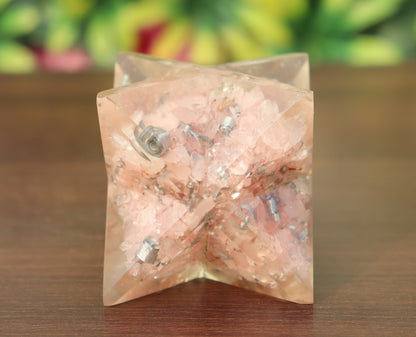 Orgonite Pink Rose Quartz Stone | 70-75mm | Healing Metaphysical Spirit Healing Power Merkaba Star