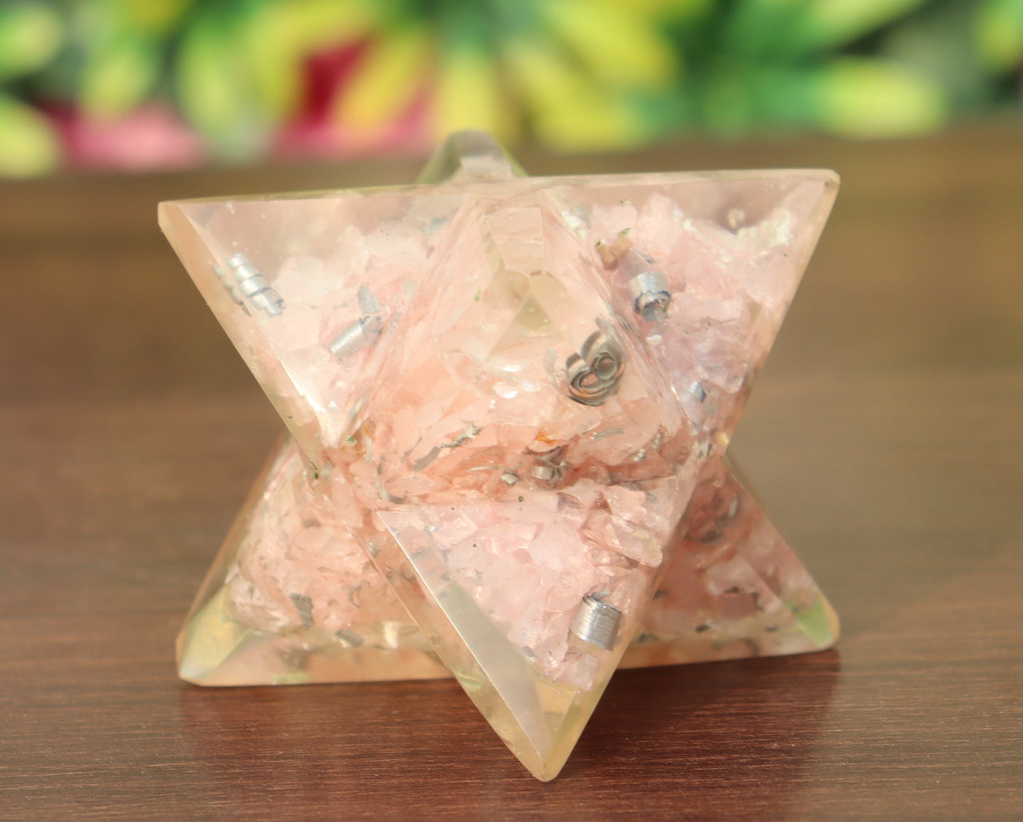 Orgonite Pink Rose Quartz Stone | 70-75mm | Healing Metaphysical Spirit Healing Power Merkaba Star