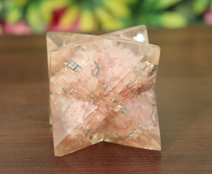 Orgonite Pink Rose Quartz Stone | 70-75mm | Healing Metaphysical Spirit Healing Power Merkaba Star