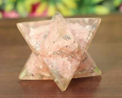 Orgonite Pink Rose Quartz Stone | 70-75mm | Healing Metaphysical Spirit Healing Power Merkaba Star