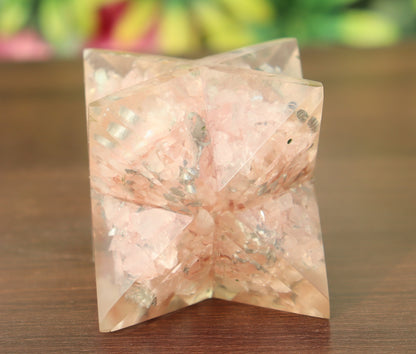 Orgonite Pink Rose Quartz Stone | 70-75mm | Healing Metaphysical Spirit Healing Power Merkaba Star