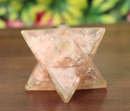 Orgonite Pink Rose Quartz Stone | 70-75mm | Healing Metaphysical Spirit Healing Power Merkaba Star