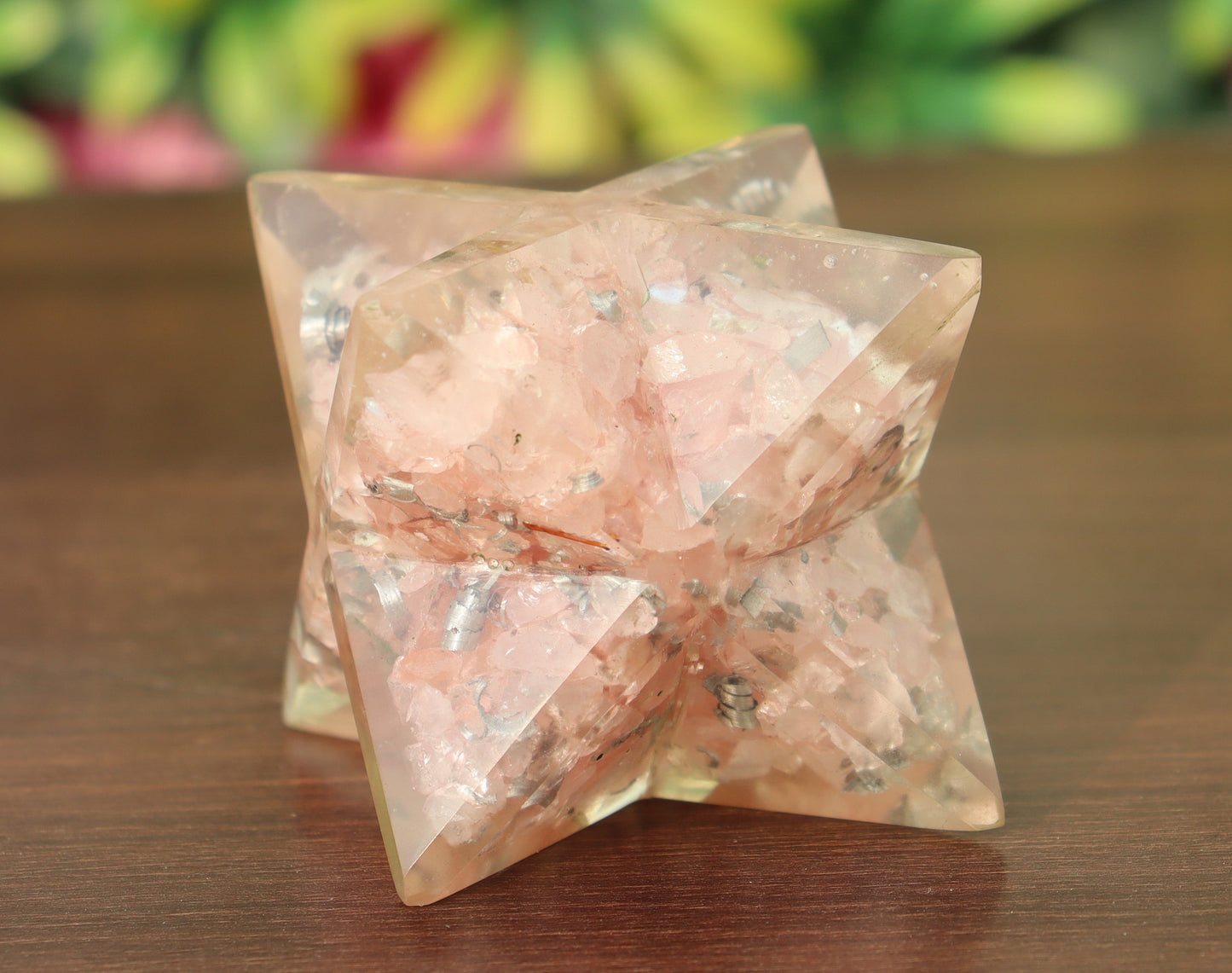 Orgonite Pink Rose Quartz Stone | 70-75mm | Healing Metaphysical Spirit Healing Power Merkaba Star