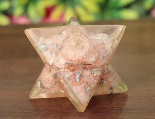 Orgonite Pink Rose Quartz Stone | 70-75mm | Healing Metaphysical Spirit Healing Power Merkaba Star