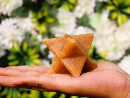 Golden Quartz Stone | 70-75mm | Healing Metaphysical Spirit Healing Merkaba Star