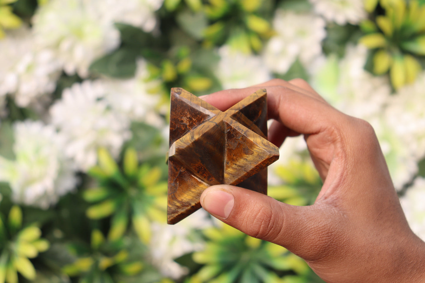 Tiger Eye Stone | 70-75mm | Healing Metaphysical Spirit Healing Power Merkaba Star