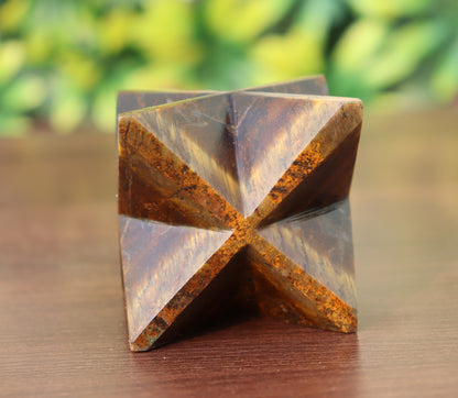 Tiger Eye Stone | 70-75mm | Healing Metaphysical Spirit Healing Power Merkaba Star