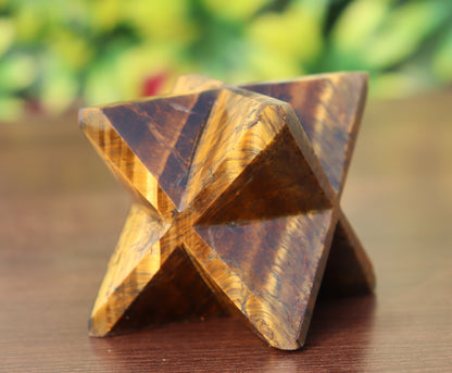 Tiger Eye Stone | 70-75mm | Healing Metaphysical Spirit Healing Power Merkaba Star