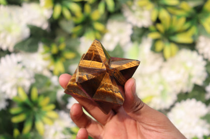 Tiger Eye Stone | 70-75mm | Healing Metaphysical Spirit Healing Power Merkaba Star